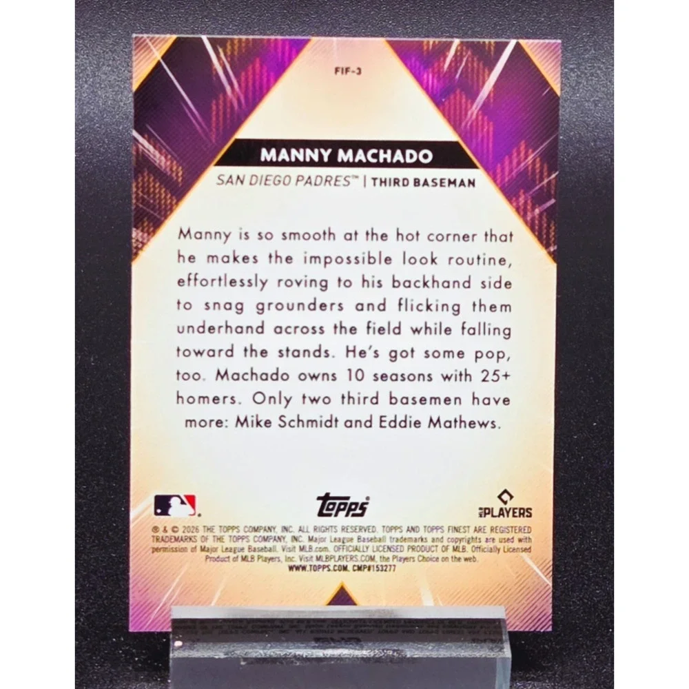 Manny Machado 9/10 2026 Topps Finest Forces Black Mini Diamond 1:8,217 Case Hit